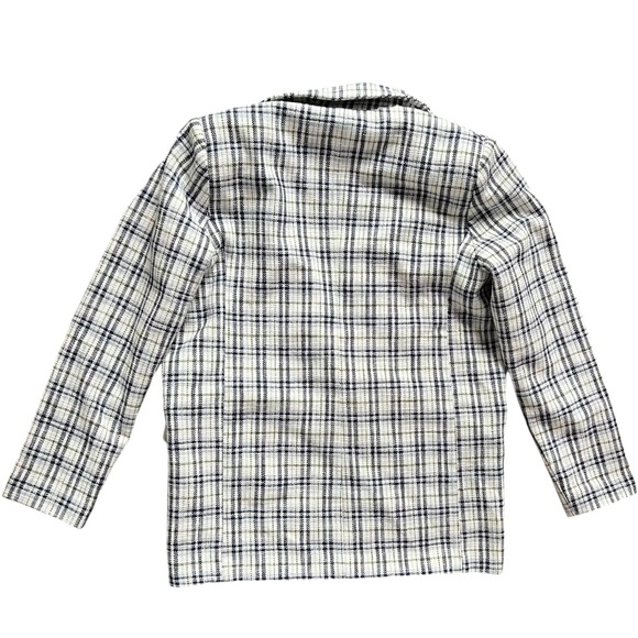 NWT Abercrombie & Fitch Tweed Plaid White Blue Blazer Jacket Women's size Medium - Picture 3 of 10